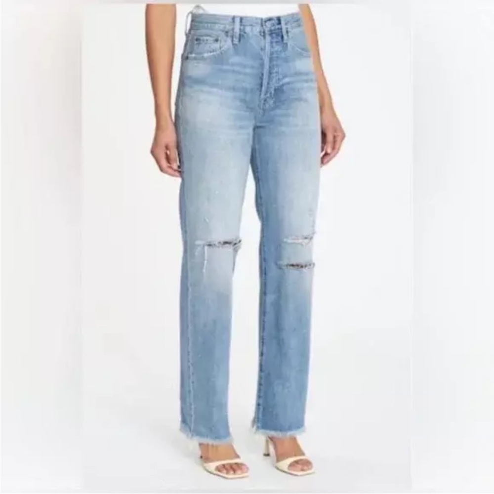 Pistola Cassie Bayview Distressed Super High Rise Straight Denim Jeans Size 32
